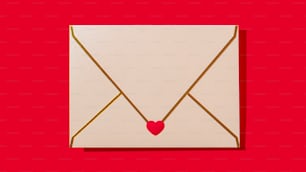 une enveloppe blanche avec un cœur rouge dessus