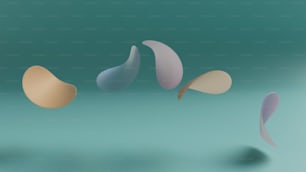 Un grupo de diferentes formas sobre un fondo azul