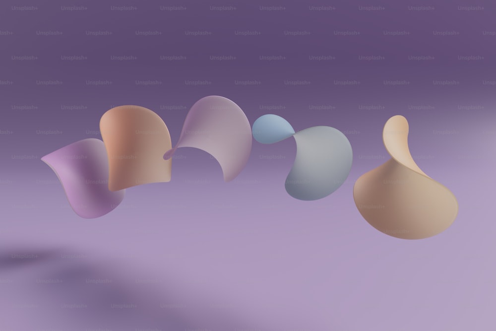 un groupe de formes différentes sur un fond violet
