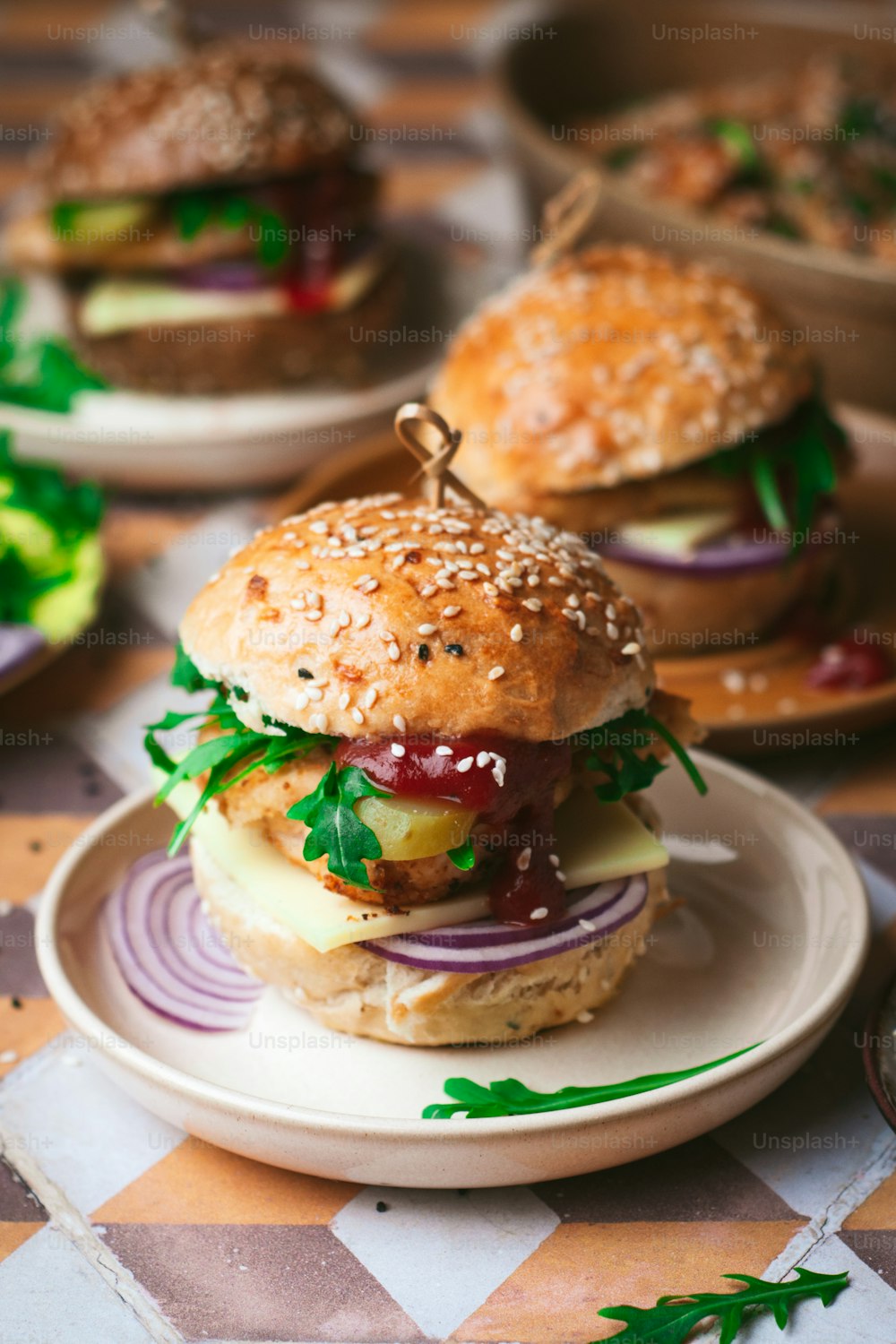 a plate with a sandwich on it on a table