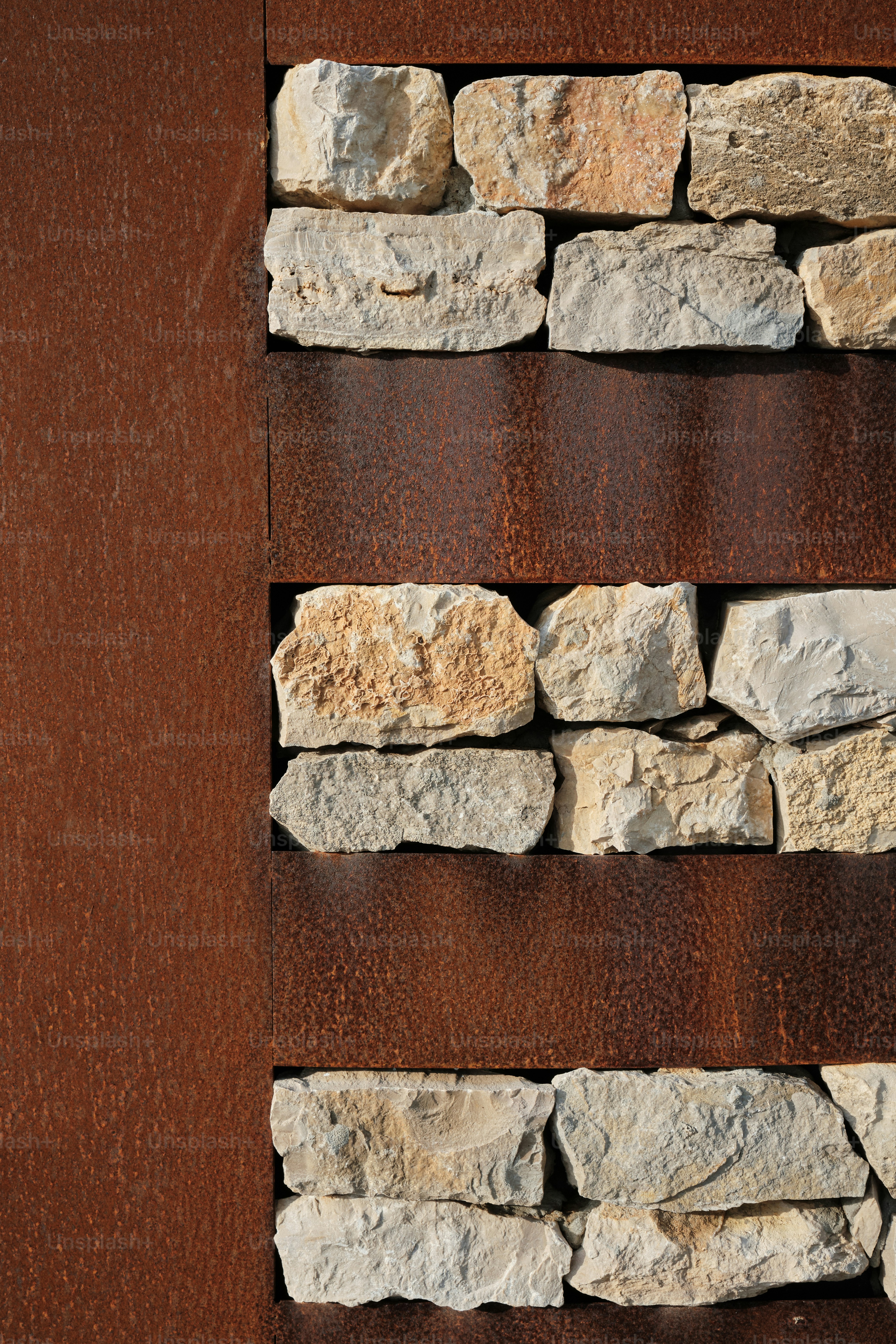 texture of rusty metal and stone wall