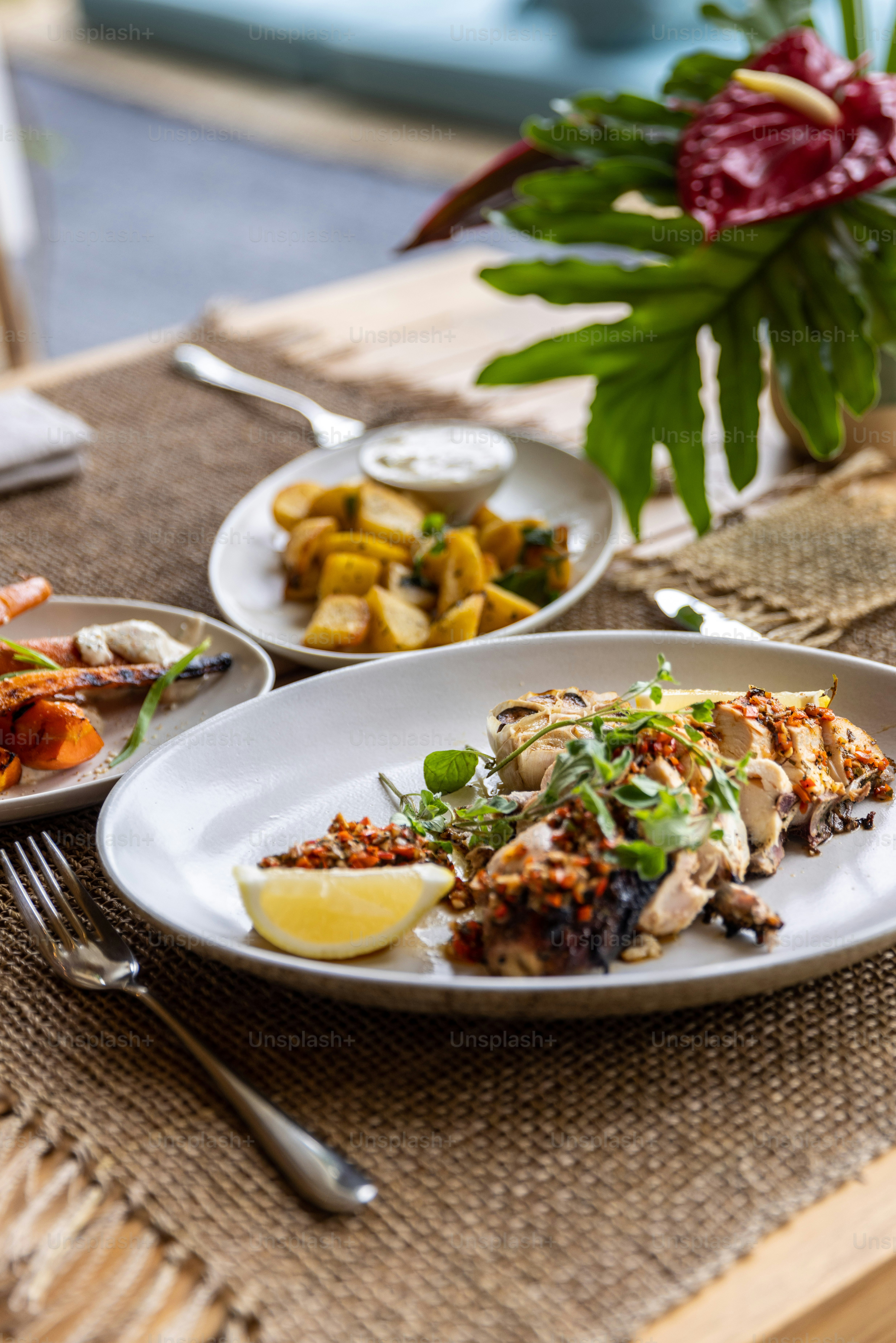 a white plate topped with lots of food