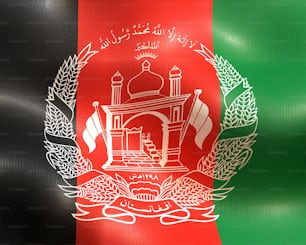 Die Flagge Afghanistans mit einem kreisförmigen Emblem