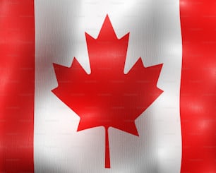 Una bandiera canadese con una foglia d'acero rossa su di essa