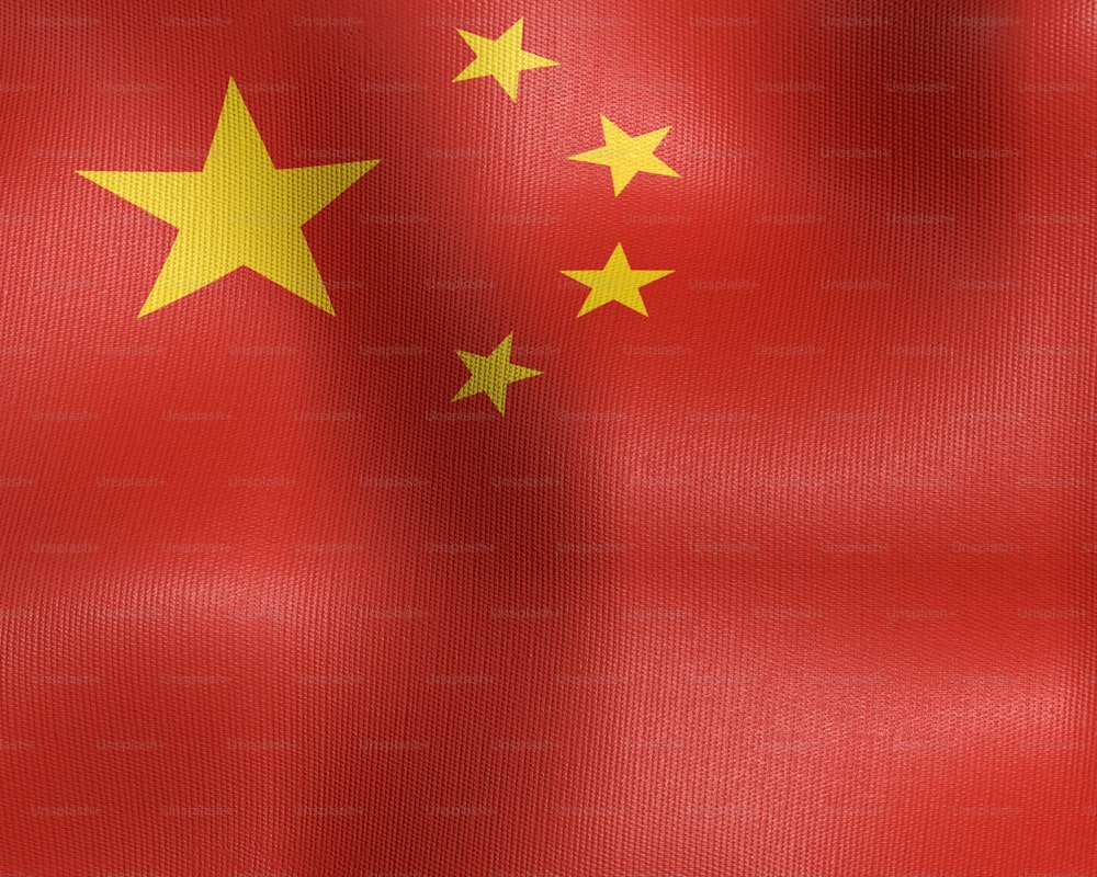 中国の旗が風に揺れている