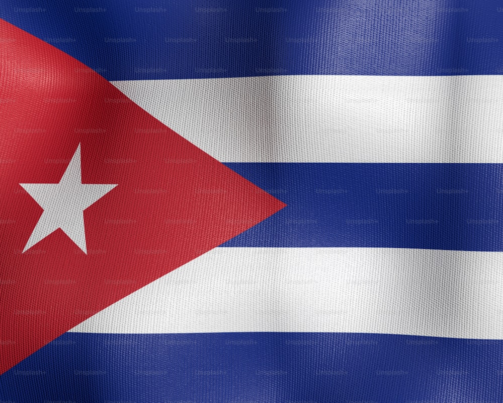 風に揺れるキューバの旗