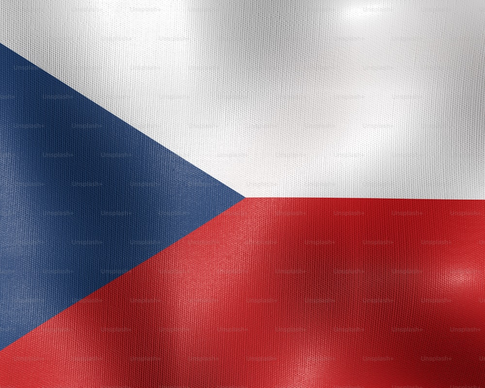 a close up of a flag with a red white and blue design
