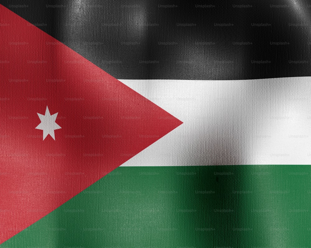 the flag of jordan waving in the wind