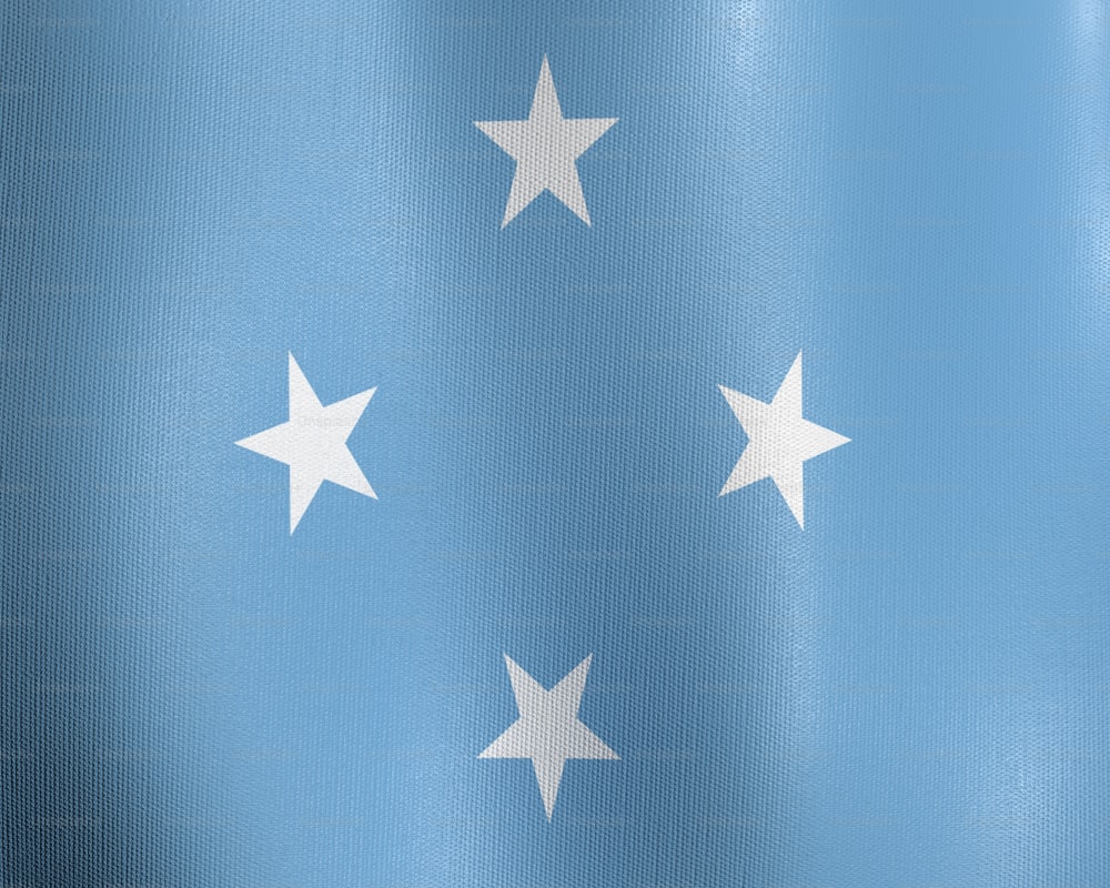 Una bandera azul y blanca con estrellas blancas
