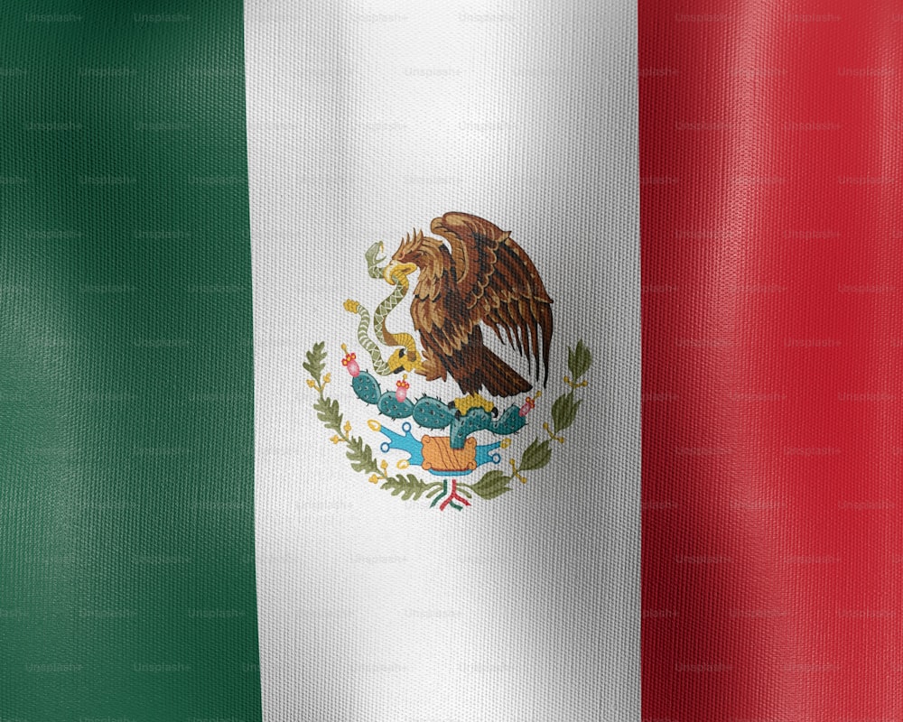 바람에 흔들리는 멕시코 국기