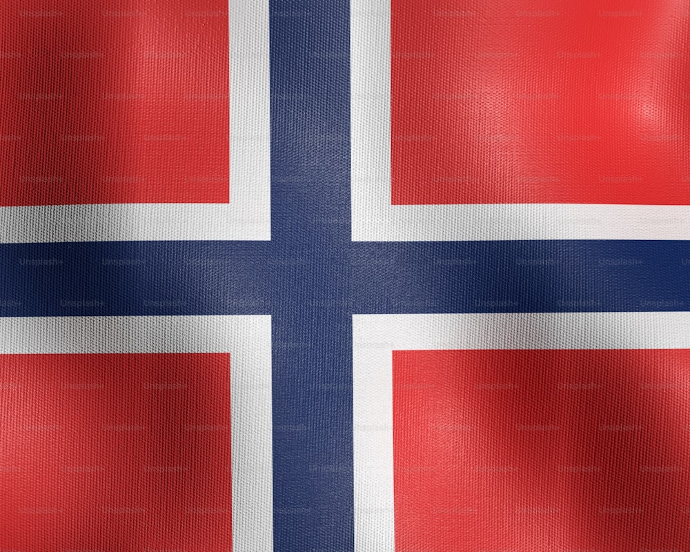 La bandera de Noruega ondeando en el viento