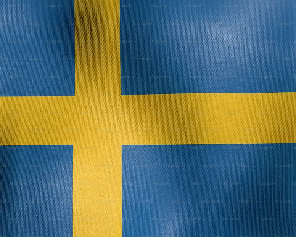 Le drapeau de la Suède flotte au vent