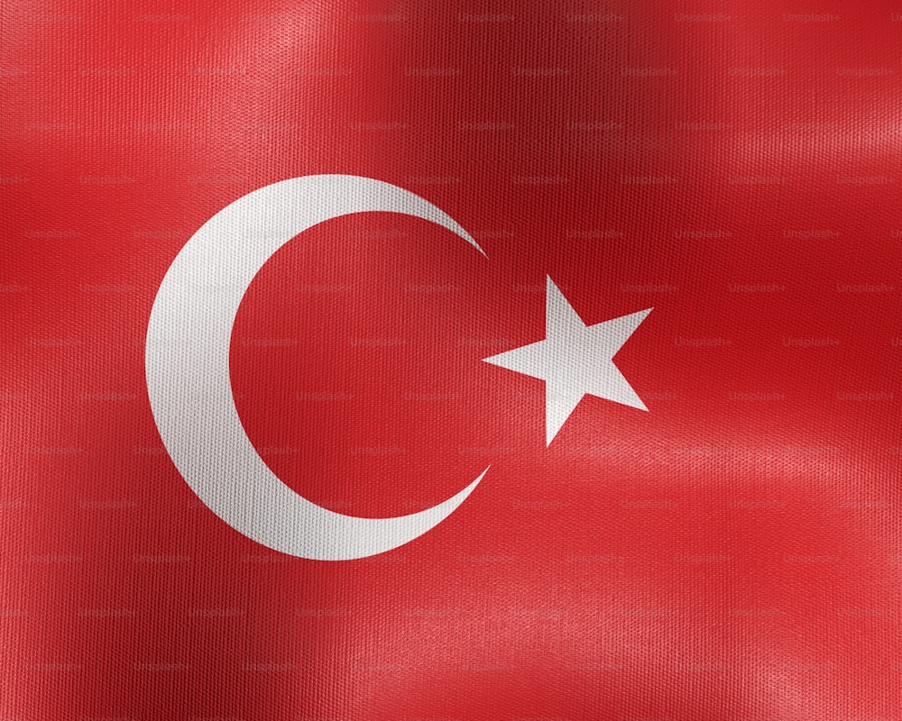 바람에 흔들리는 터키의 국기