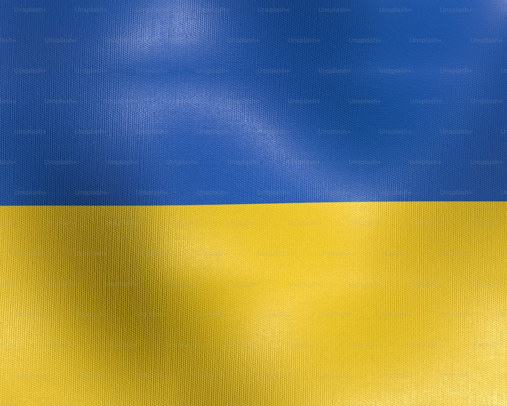 uma bandeira azul e amarela com uma faixa branca
