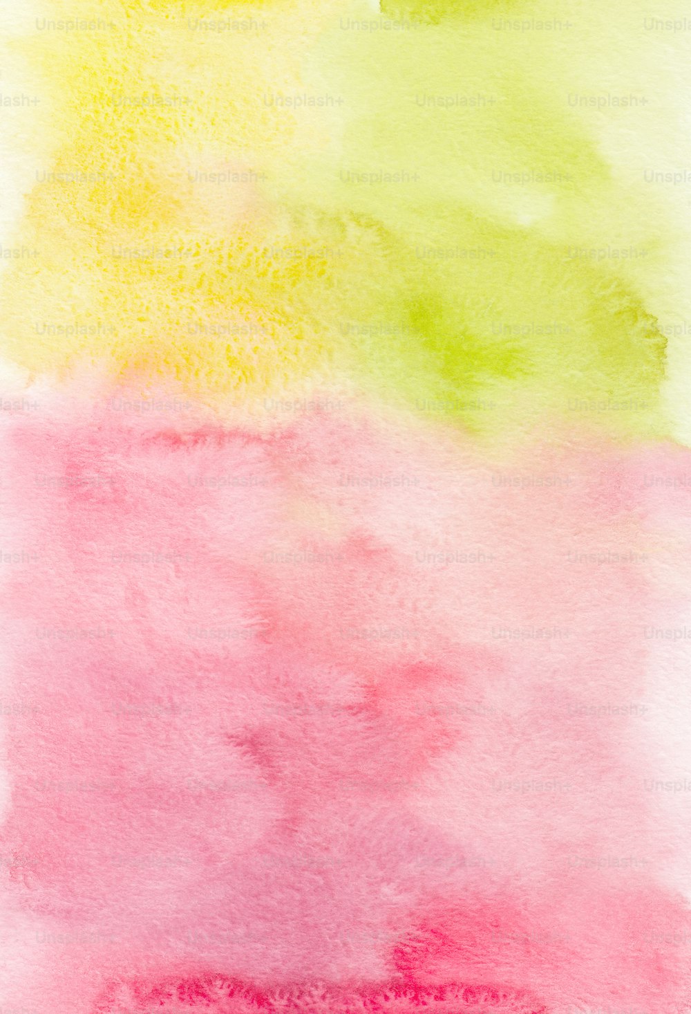 a watercolor painting of different shades of pink, yellow, and green