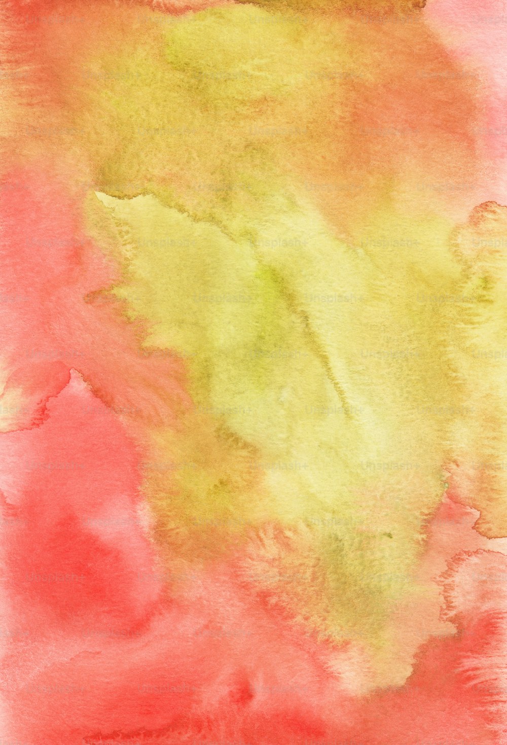 a watercolor painting of a pink and yellow background