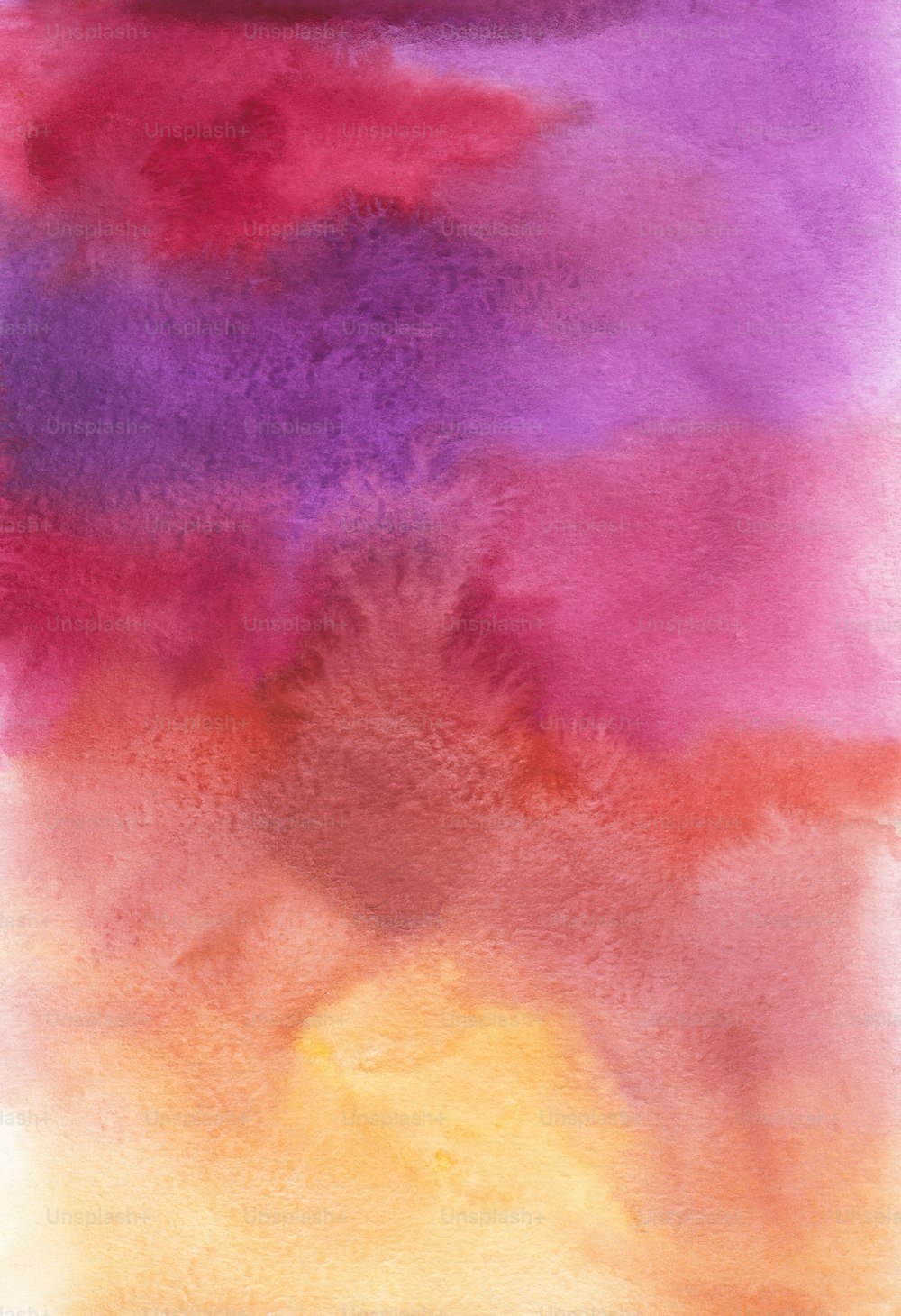 a watercolor painting of a purple and yellow sky