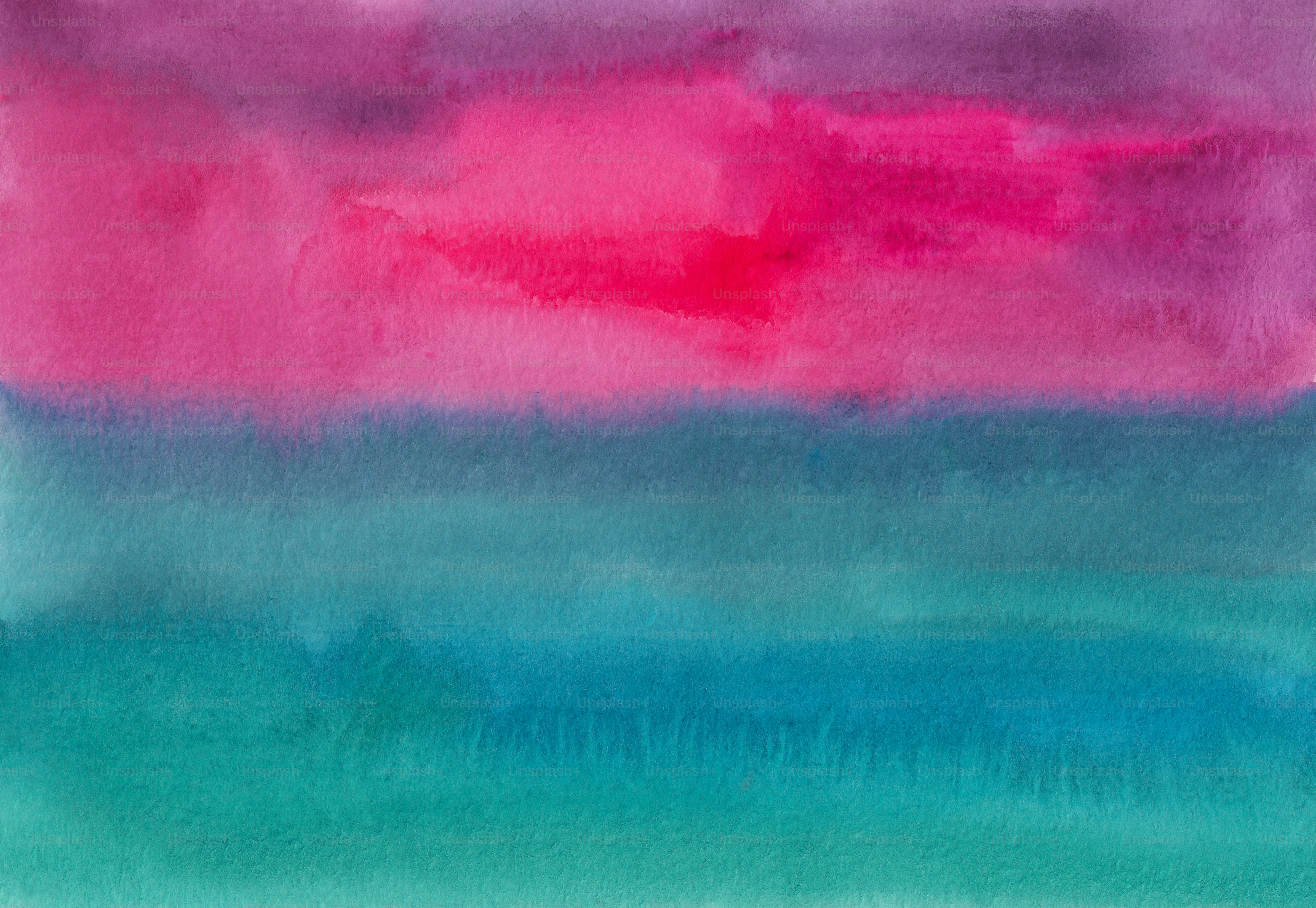 a watercolor painting of a pink and blue sky