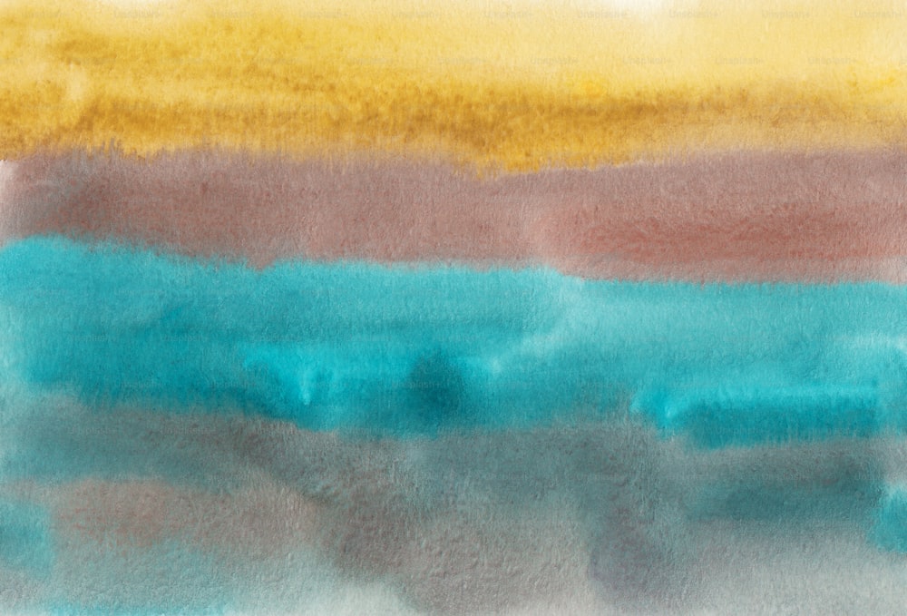 a painting of a blue, yellow, and brown stripe