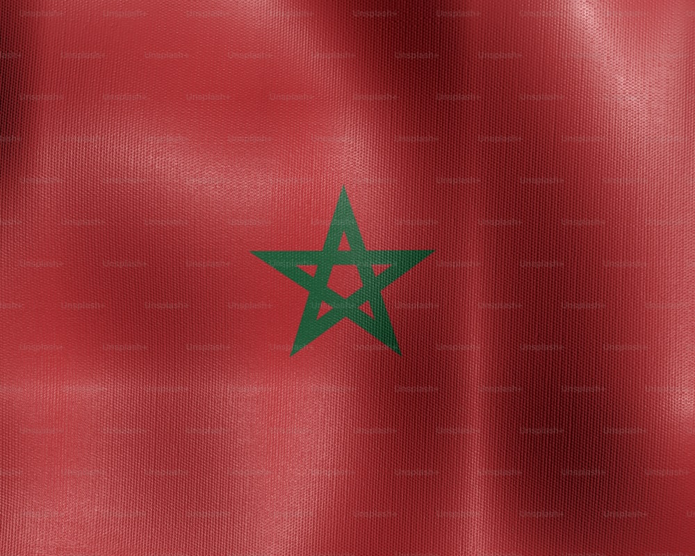 the flag of morocco is waving in the wind