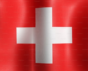 Una bandiera svizzera con una croce bianca su di essa