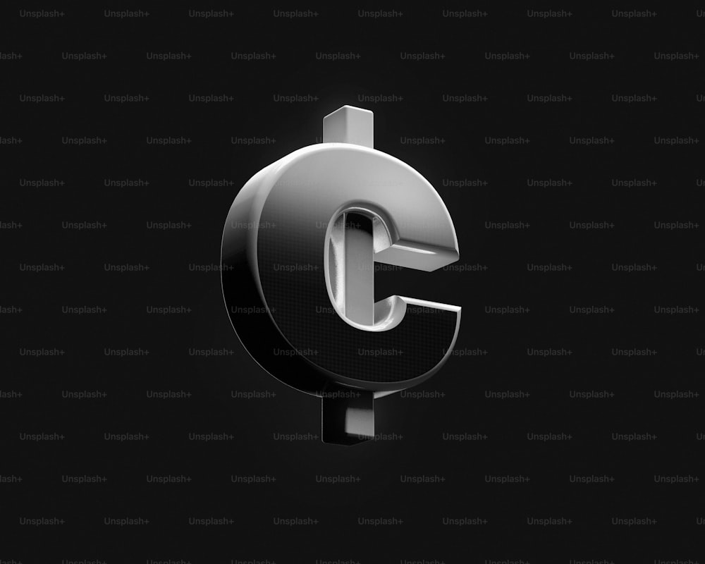 a black and white photo of the letter c