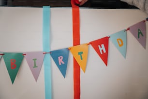 Un banner de cumpleaños con las palabras Feliz cumpleaños