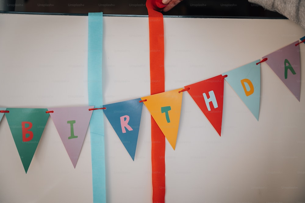 a birthday banner with the words happy birthday on it