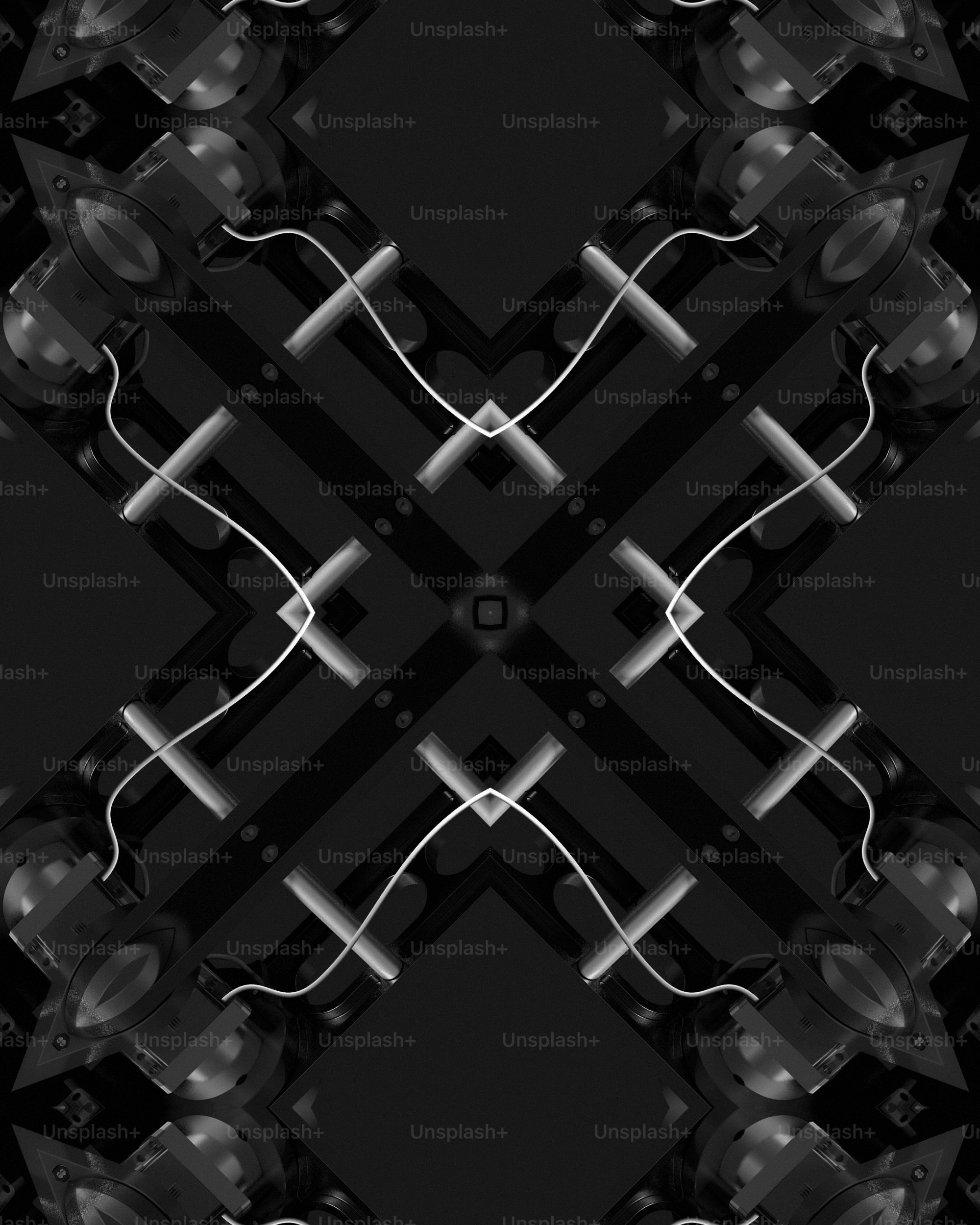 a black and white photo of some speakers