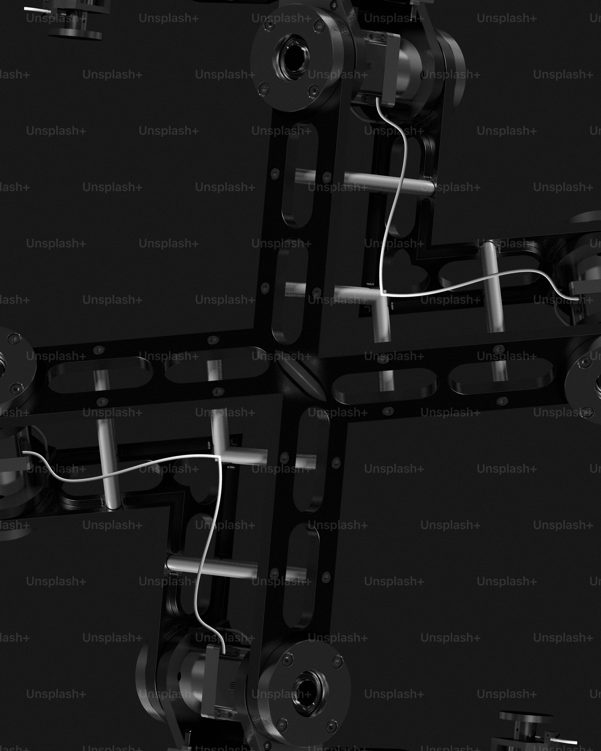 a black and white photo of a metal structure