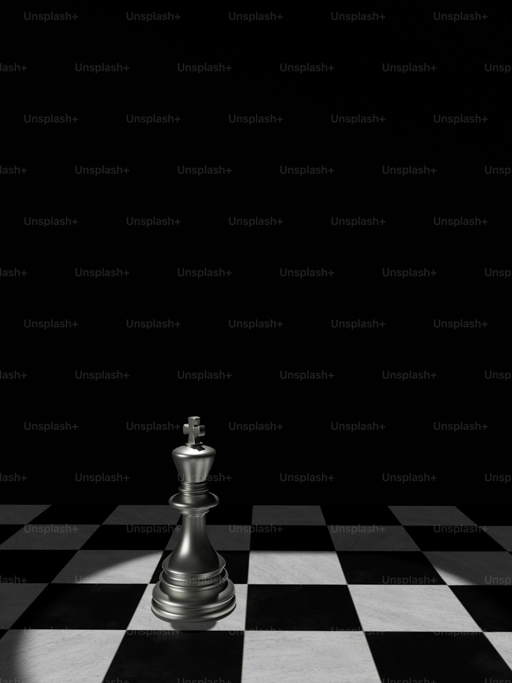 체스 판의 흑백 사진
