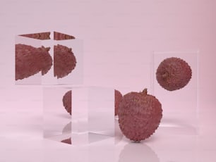 Tre pezzi di frutta sono mostrati in tre diverse dimensioni
