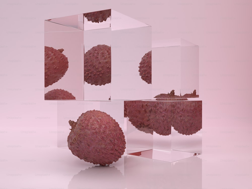 uma fruta em uma caixa em uma superfície branca