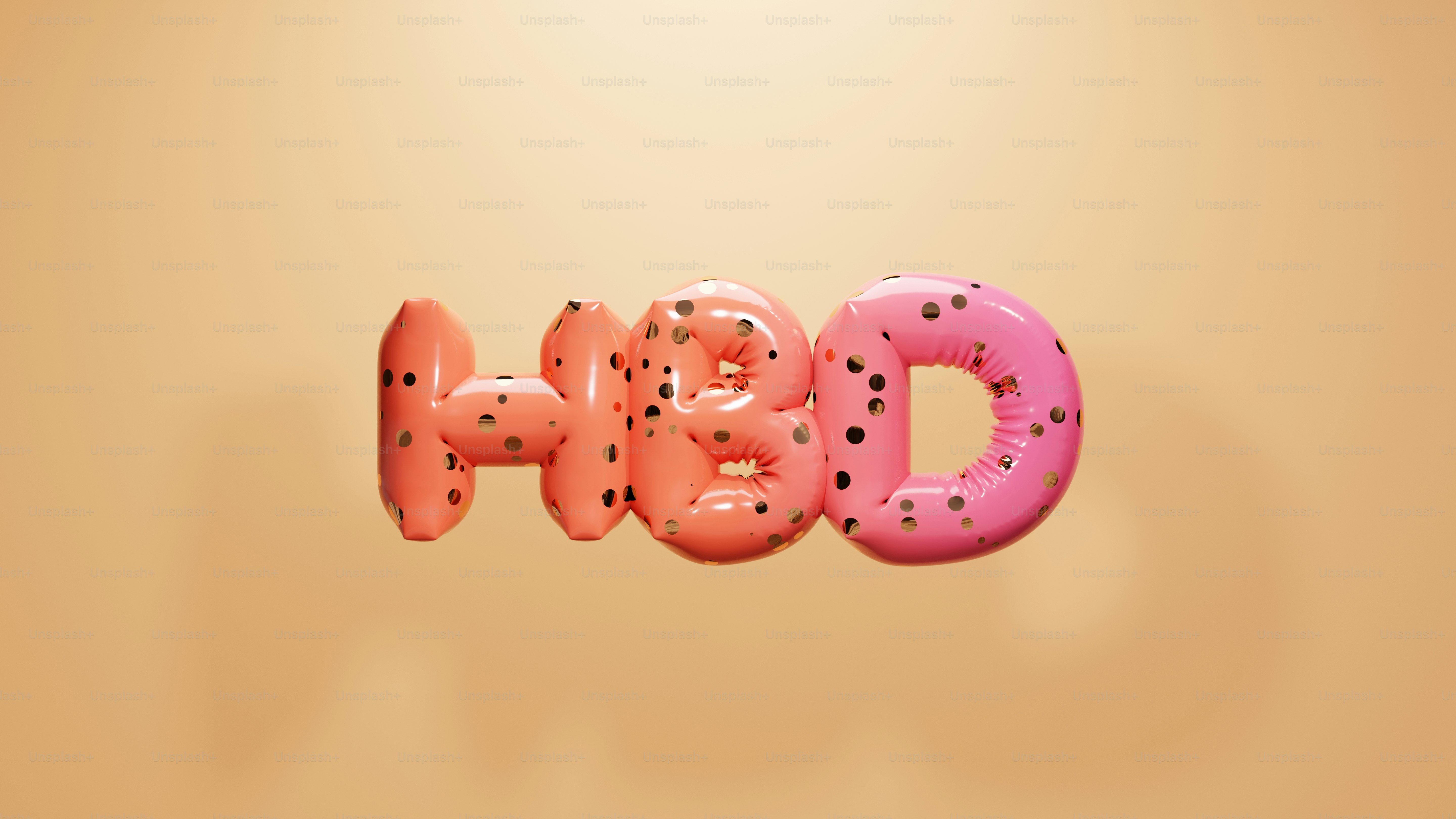 a pink and pink donut with black dots on it