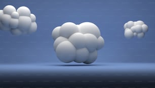 a group of white balls floating in the air