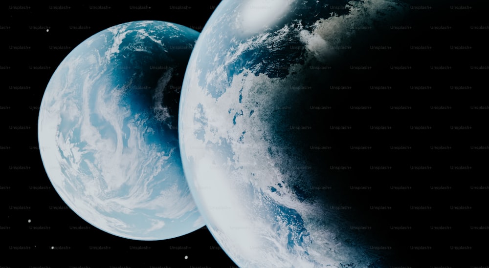 um close up de dois planetas no céu