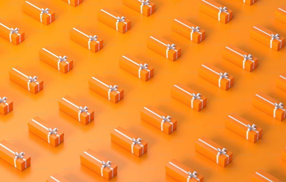 un groupe de boîtes orange avec des arcs dessus