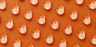 a group of orange and white shapes on an orange background