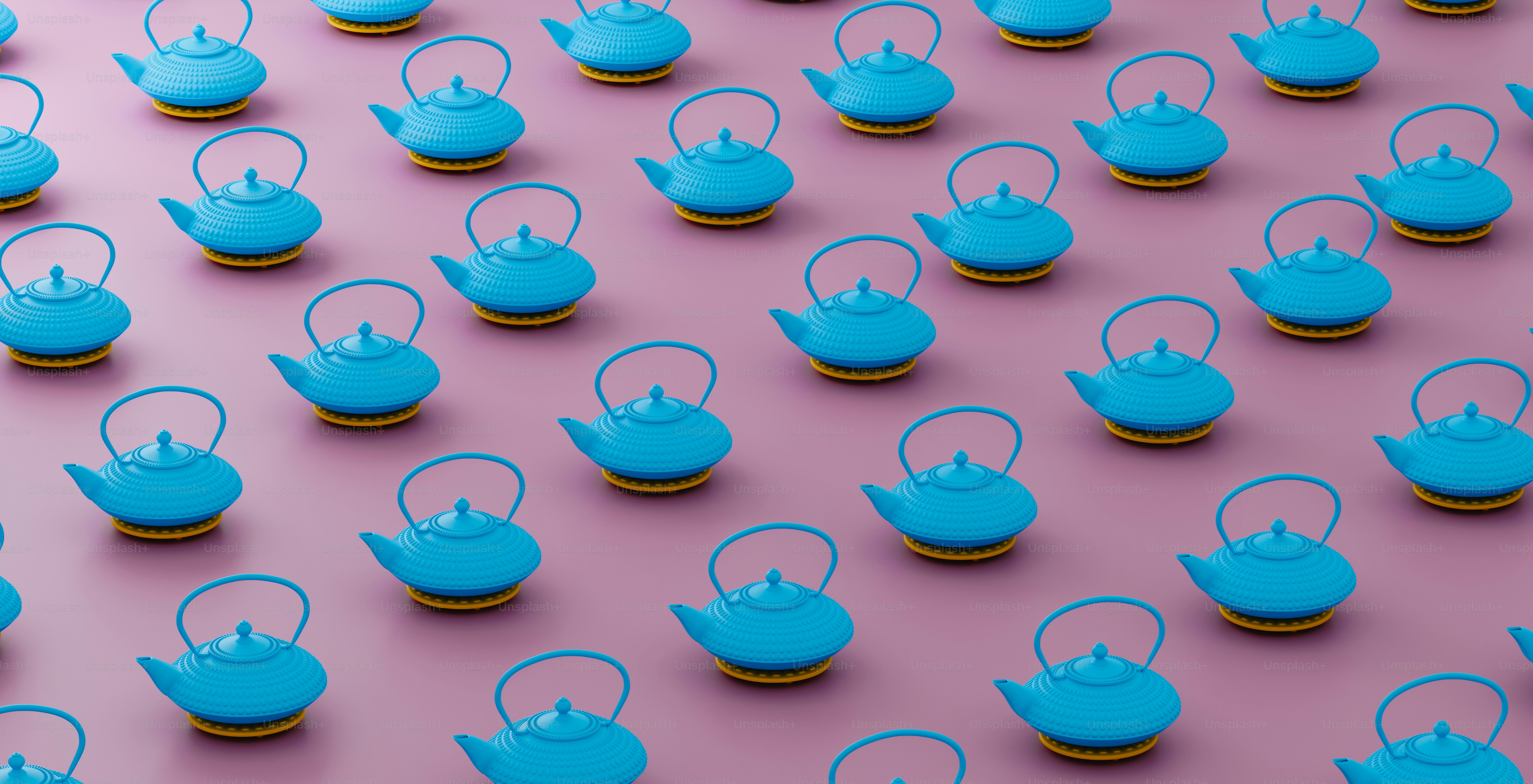 A group of blue teapots sitting on top of each other photo – Tea Image ...