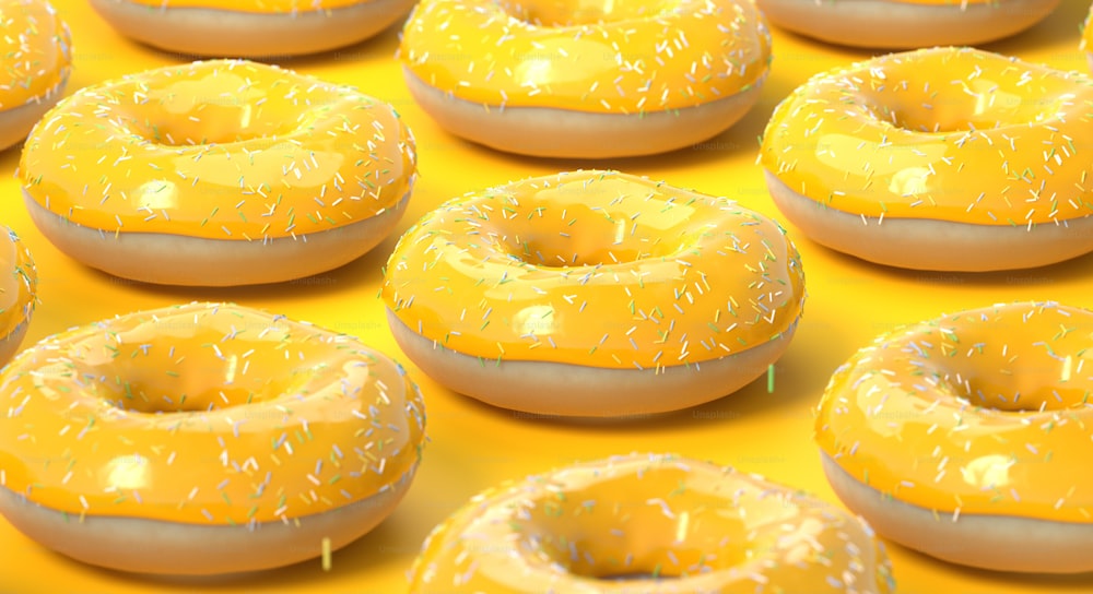 a bunch of doughnuts with sprinkles on them