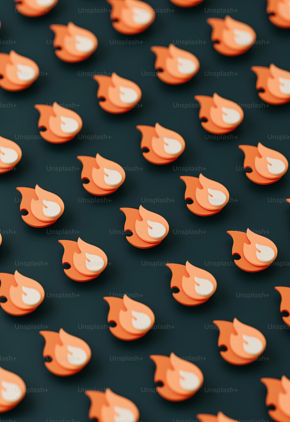 a close up of a bunch of orange buttons