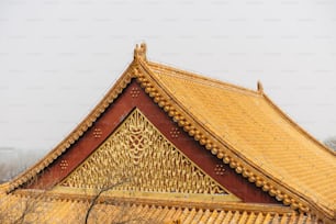 das Dach eines Gebäudes mit goldenem Dachl