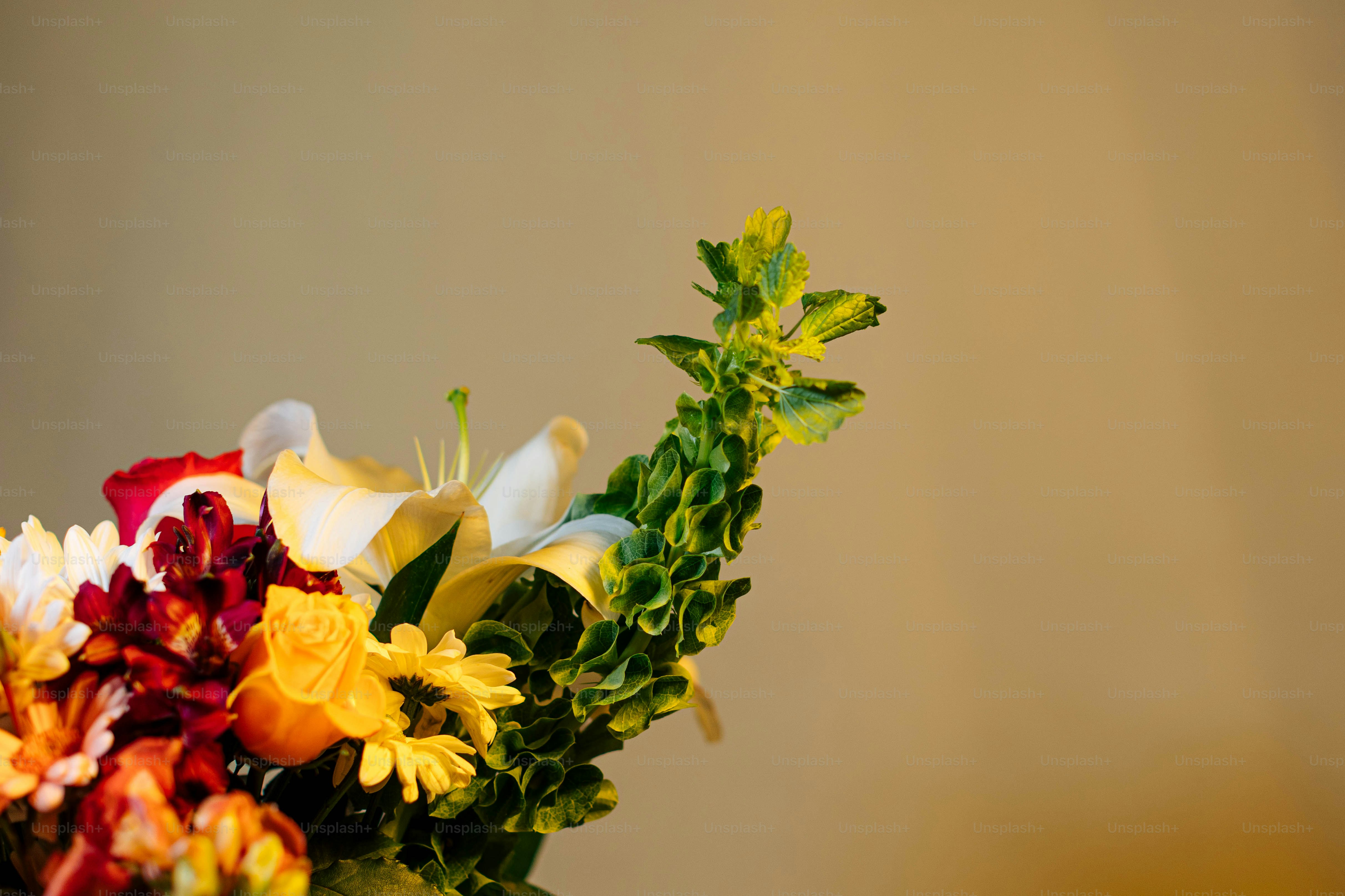 a vase filled with lots of different colored flowers