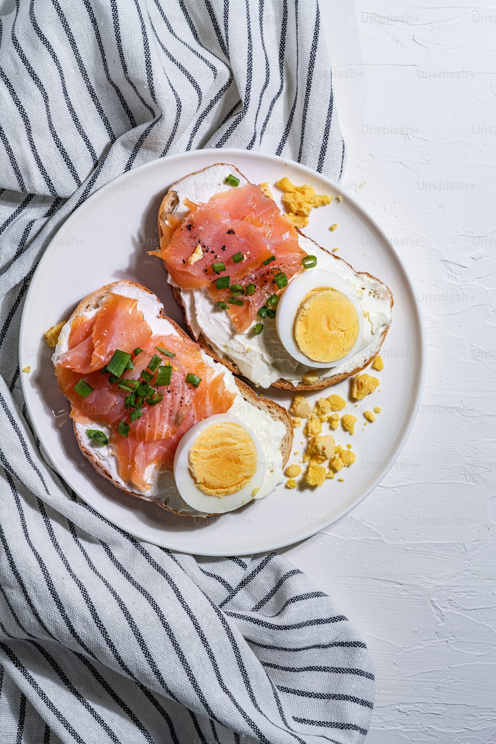 a plate of eggs, ham, and cheese on toast