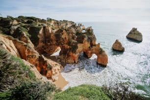 a view of the ocean from a cliff