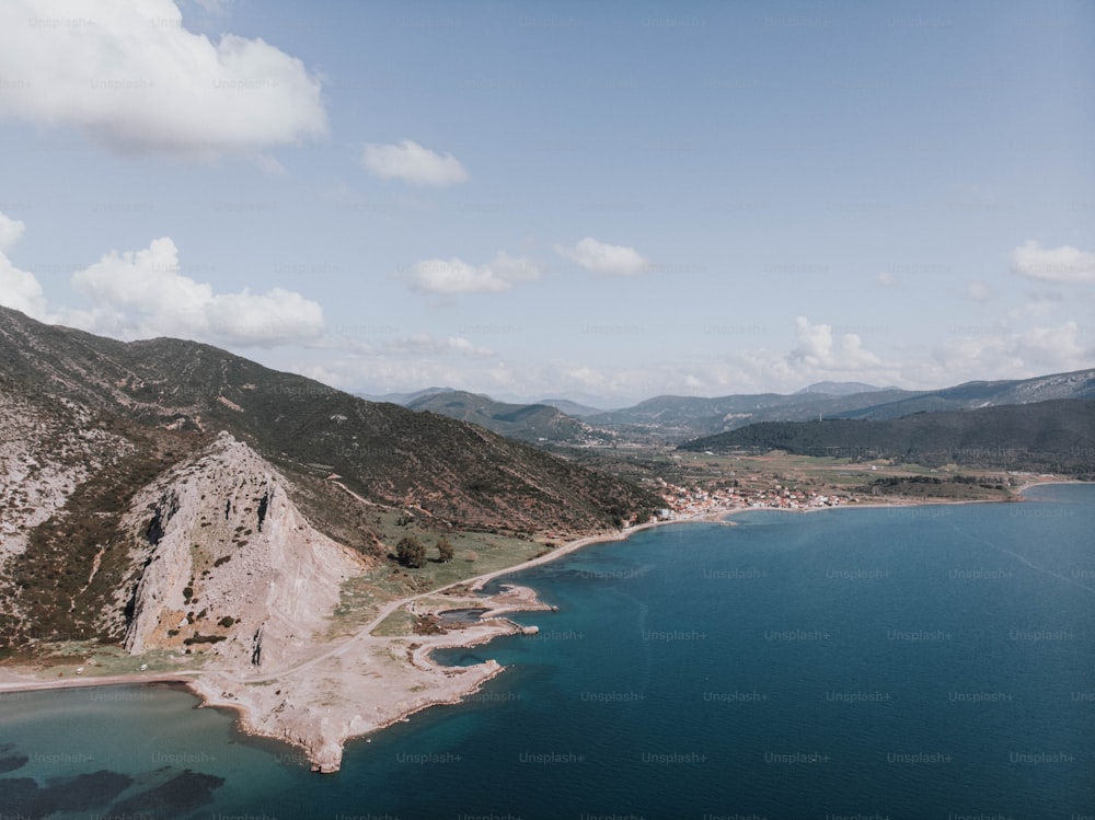 a large body of water surrounded by mountains