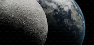 Un primer plano de la luna y la tierra