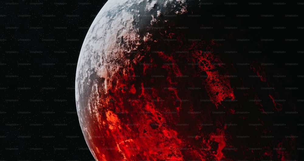 Un gros plan de la surface d’une planète rouge