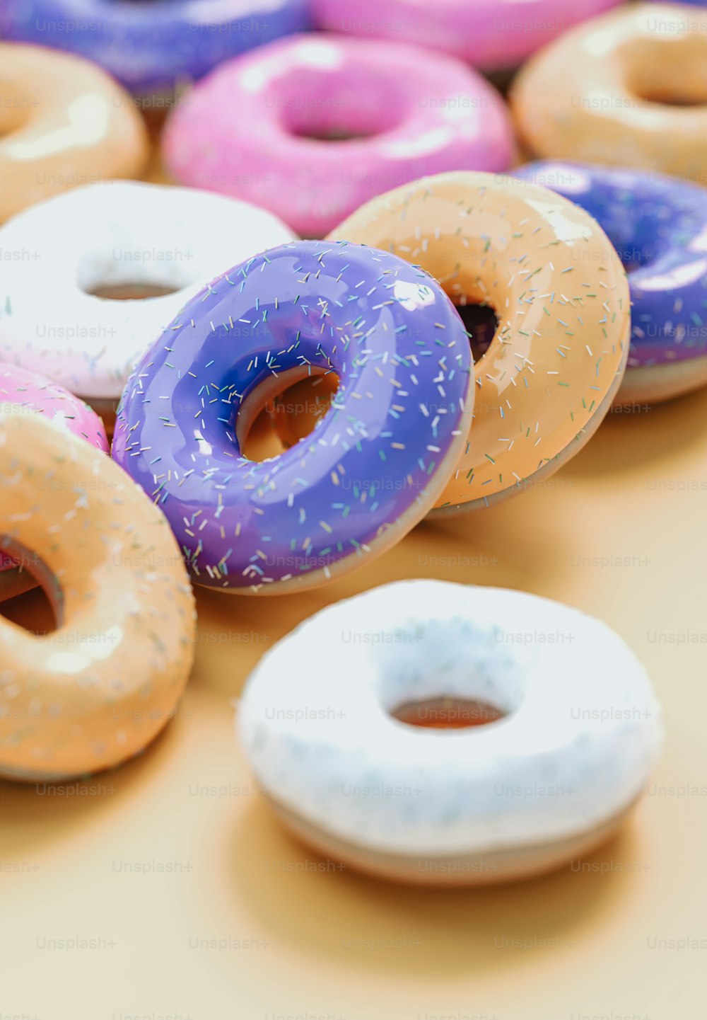 a bunch of doughnuts with sprinkles on them