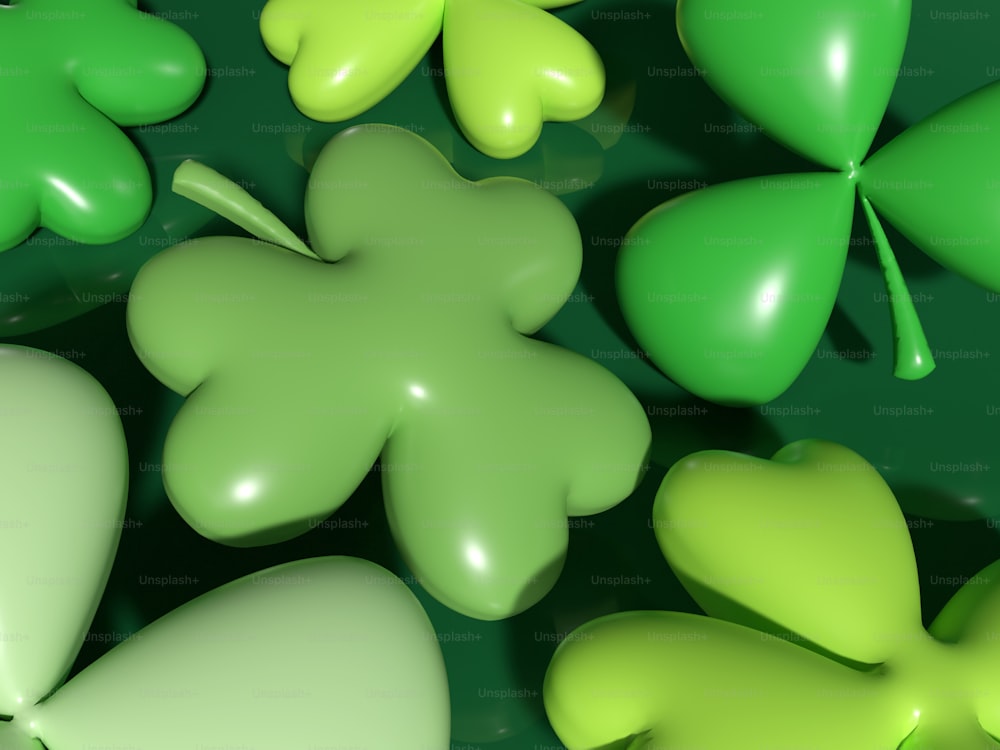 a group of green and white shamrocks